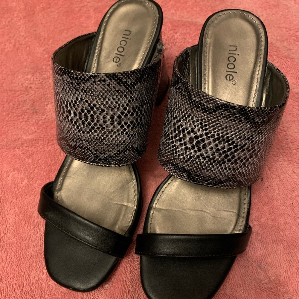 Black & Snake skin print sandals